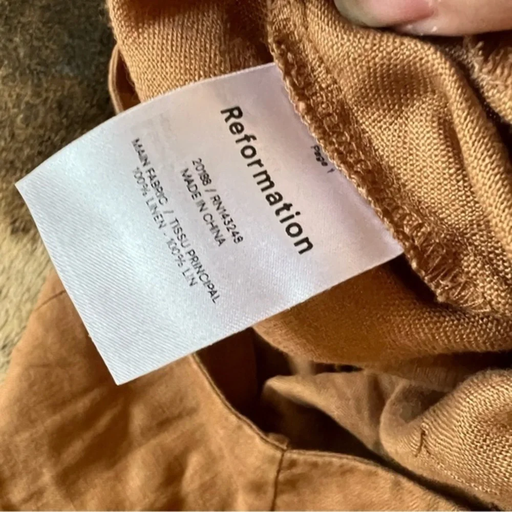 REFORMATION Brown Justin 100% Linen Trouser Pant Size‎ 8